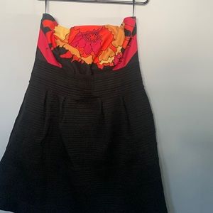 Strapless Dress XL Black with Flowery Top
